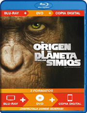 El origen del planeta de los simios + DVD gratis carátula Blu-ray